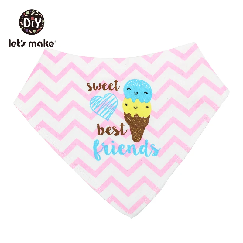 ice cream Let's Make/детские вещи, Детские нагрудники и салфетки для отрыжки, 1 предмет, хлопковый нагрудник, мультяшный силиконовый прорезыватель, не содержит бисфенола, детские вещи, одежда для кормления - Цвет: ice cream