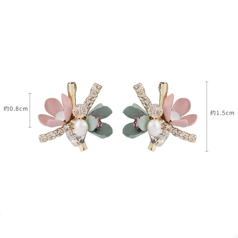 

Flower Stud Earrings Korean Fashion Valentines Day Gift To Girlfriend Emo Accessories Luxury Gold Plated Jewelry With Rhinestone