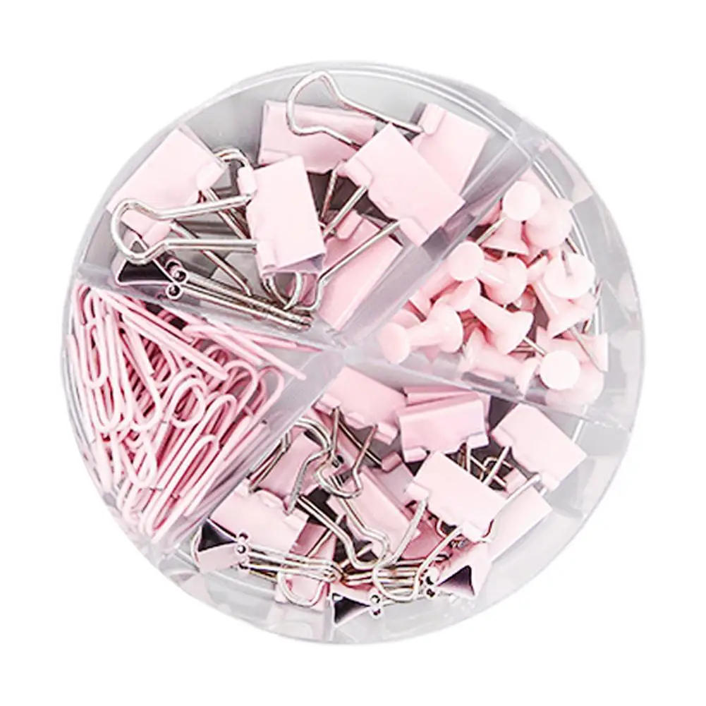 Light Pink 72 шт. скрепки для бумаги, зажимы, булавки с акриловой коробкой для офиса/офиса, школьные принадлежности - Цвет: Light Pink
