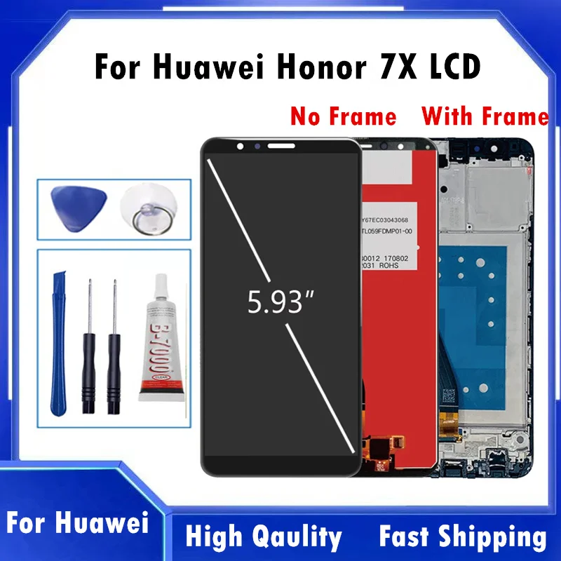 

For HUAWEI Honor 7X BND-TL10/AL10/L21/L22/L24 LCD Display Touch Screen Digitizer Replacement For Huawei Honor 7X LCD With Frame