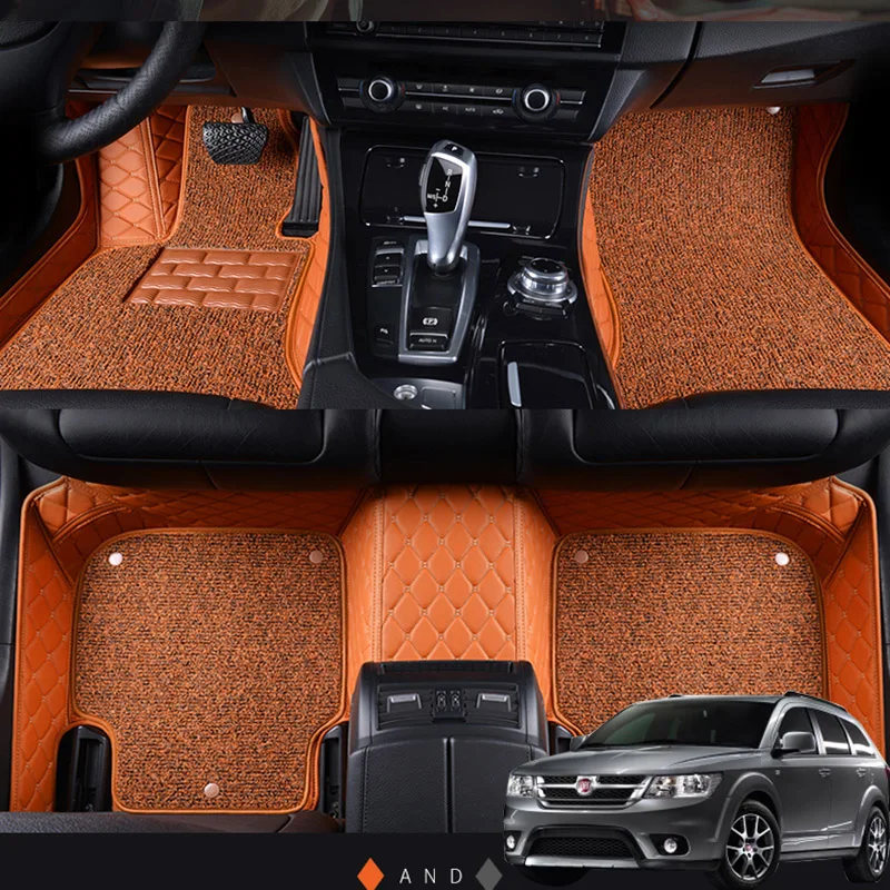 

Double layer Leather 3D interior Parts Customized Car Floor Mats For Fiat Freemont 2012 2013 Carpets Rugs Pads Accessories