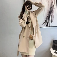 2021 autumn new high fashion brand woman classic double breasted trench coat waterproof raincoat business outerwear windbreaker