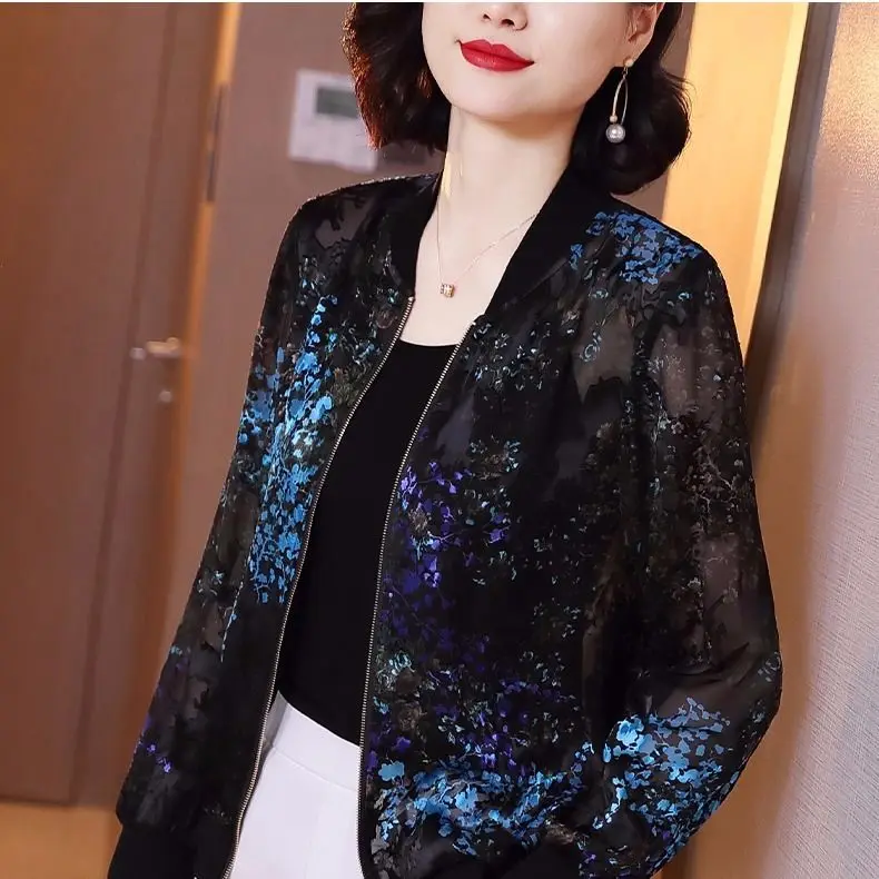 Размера плюс куртки шифон с принтом бейсбольная форма для женщин длинным рукавом