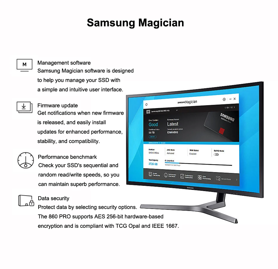 SAMSUNG SSD 860 PRO 256GB 512GB 1 ТБ Внутренний твердотельный диск HDD MLC SATA III 2,5 дюйма для ноутбука