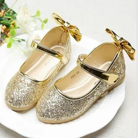 2020 kids children glitter princess shoes student flat soft shoes girls sandals dress party dance kids leather shoes gold silver