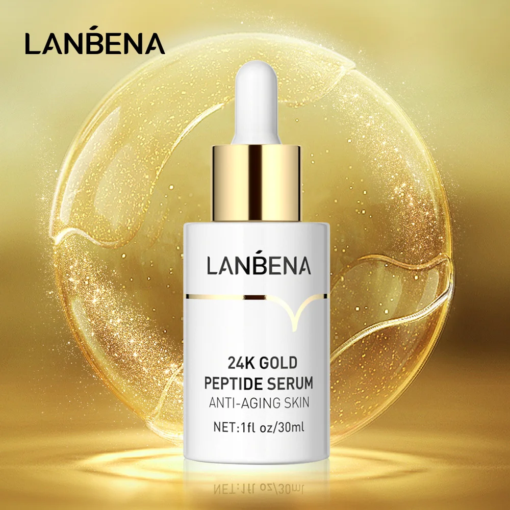 

LANNENA 24k Gold Peptide Serum Anti Aging Bright Facial Cream Nourish Moisturize Minimize Fine Lines Wrinkle Skin Care 30ml