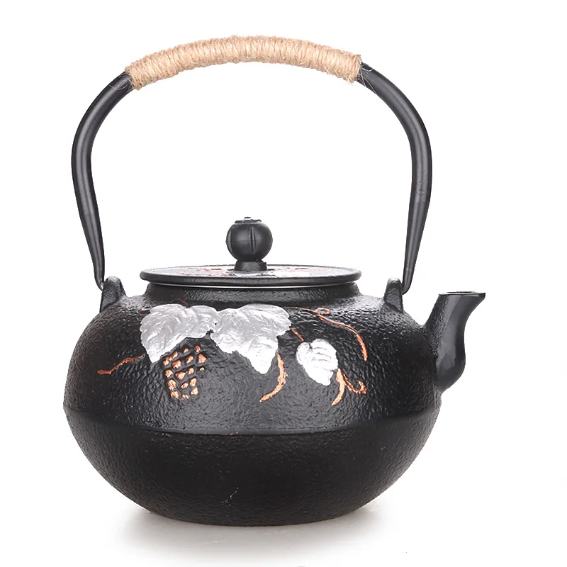 Чайный чайник ручной работы из чугуна и японского с фильтром двойным ремнем