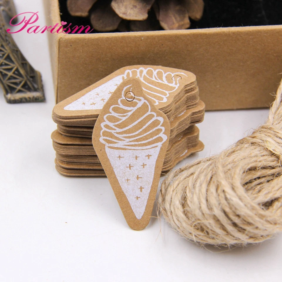

50PCS Kraft Paper Tags DIY Handmade/Thank You Multi Style Crafts Hang Tag With Rope Labels Gift Wrapping Supplies Wedding Favors