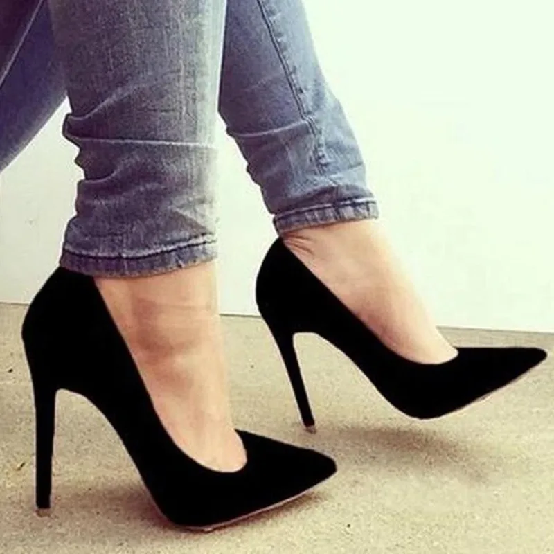 Woman Pumps Shoes High Heels faux slim suede slip on Sexy Dancing Party Wedding ladies shoes black leopard Zapatos De Mujer | Обувь