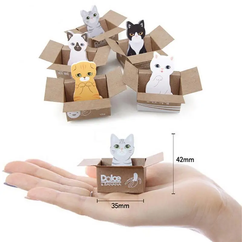 

5 Types Creative Cartoon Memo Pad Stickers Cute Cat Small Notepad Post Card Notes School Office Stationery Bookmark