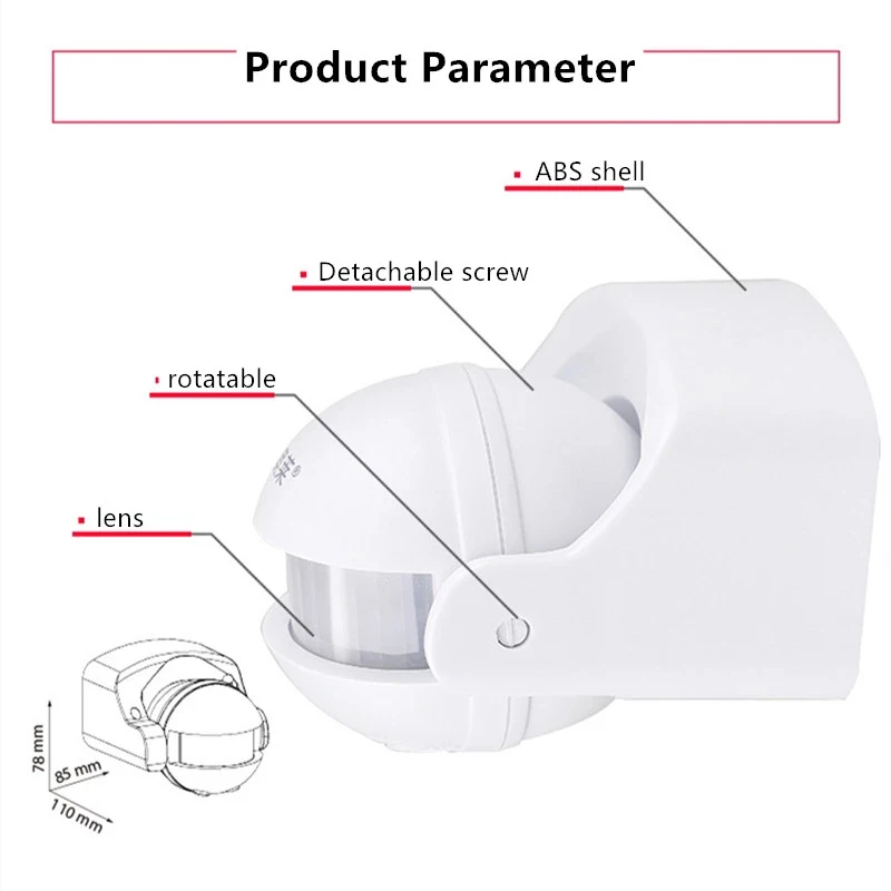 AC 220V-240V 110V 180 ° открытый IP44 Безопасность Инфракрасный датчик движения из PIR