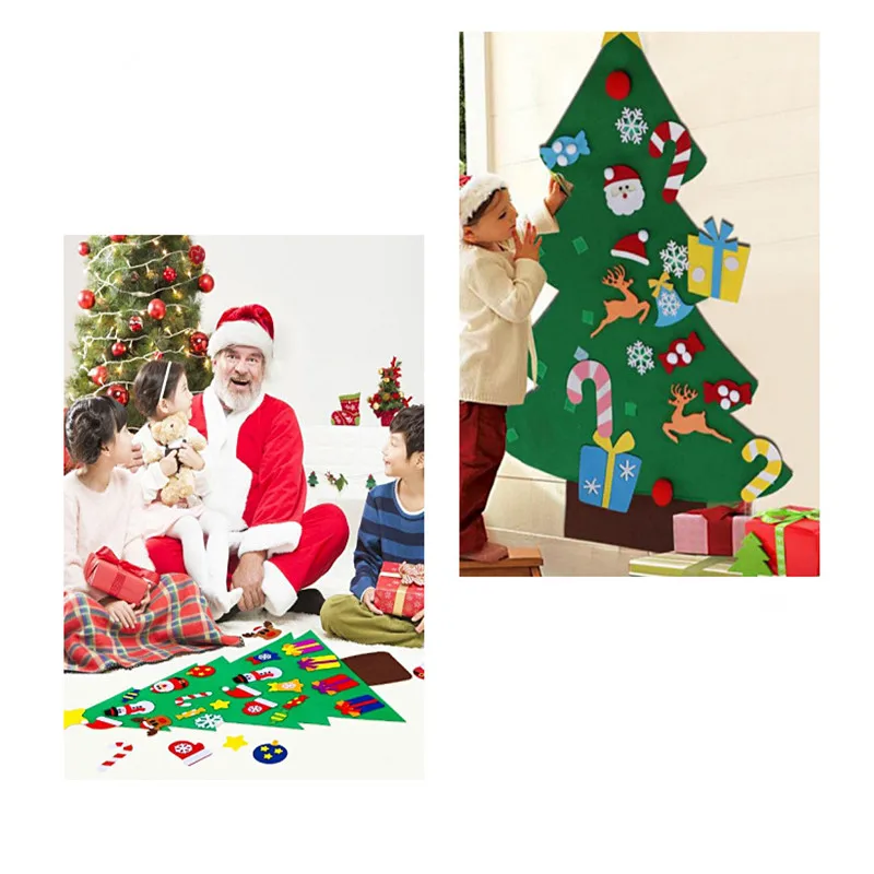 

Christmas Gifts Children Make Felt Christmas Tree Ornaments DIY Artificial Tree Wall Hanging Home Decoration