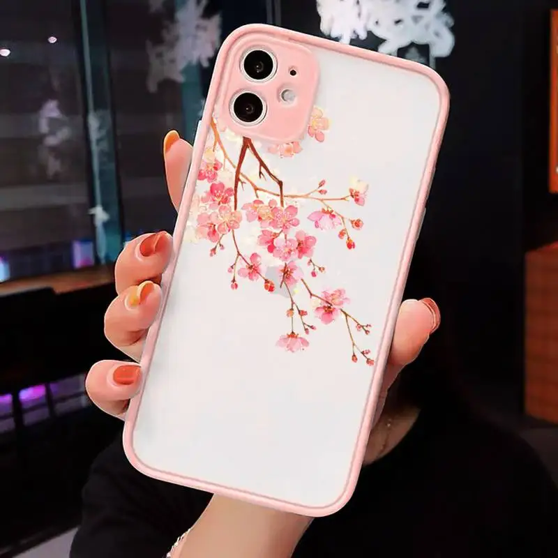 

Cartoon sakura wallpaper beautiful Phone Case Matte Transparent for iPhone 7 8 11 12 s mini pro X XS XR MAX Plus cover funda