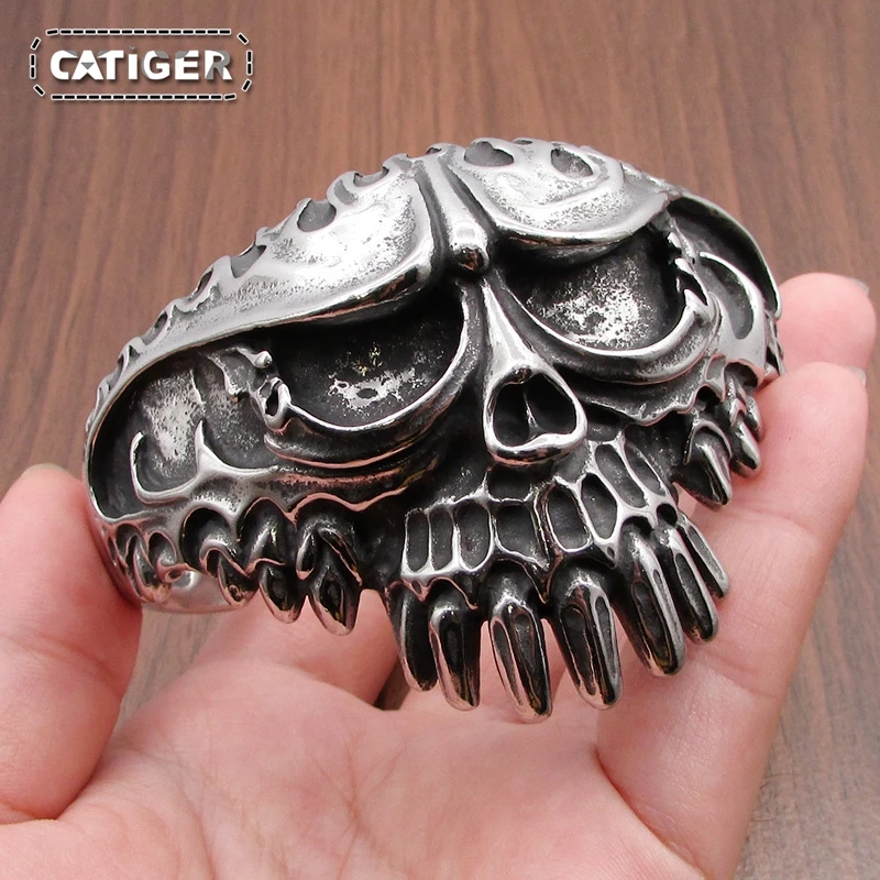 

Бесплатная доставка, Панк серебряного цвета, черный мужской мальчик, 316L нержавеющая сталь, крутой Готический винтажный большой череп