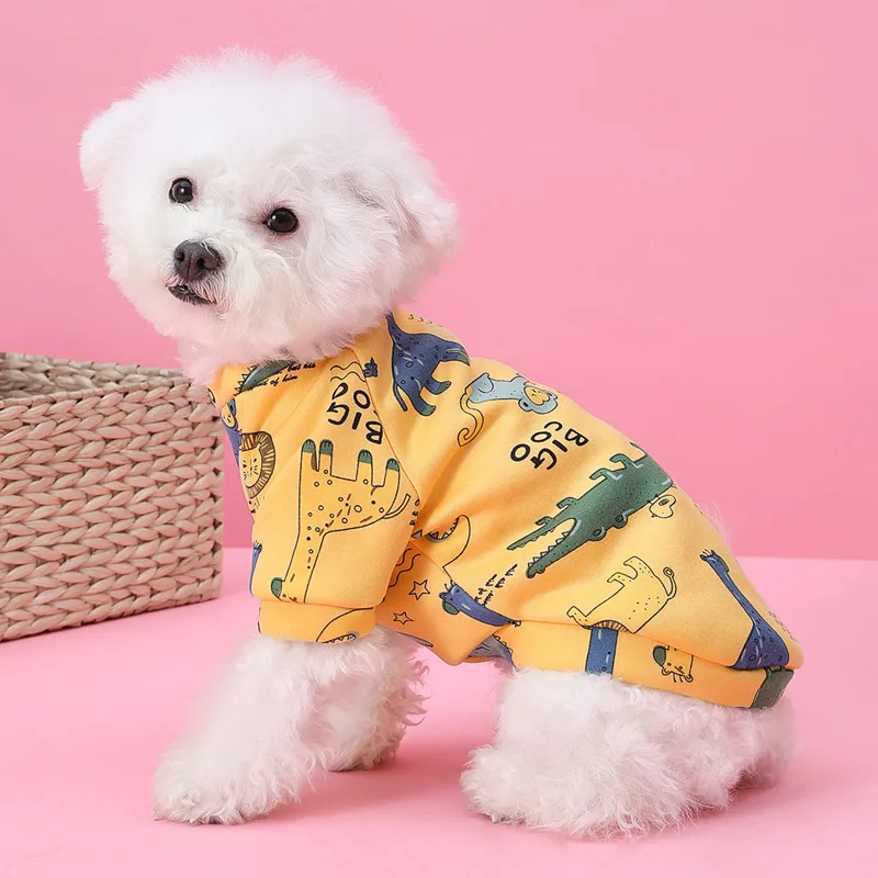 

1PCS Pet Spring Summer T-Shirt Cartoon Print Small Dog Cat Fashion Clothes Cotton Cute Puppy Shirts Pets Casual Clothes M-XL