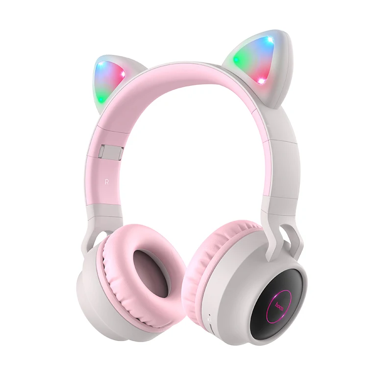 hoco gaming led bluetooth headphones girl headset for phone music pc laptop kids headphones tf card 3 5mm plug with microphone free global shipping