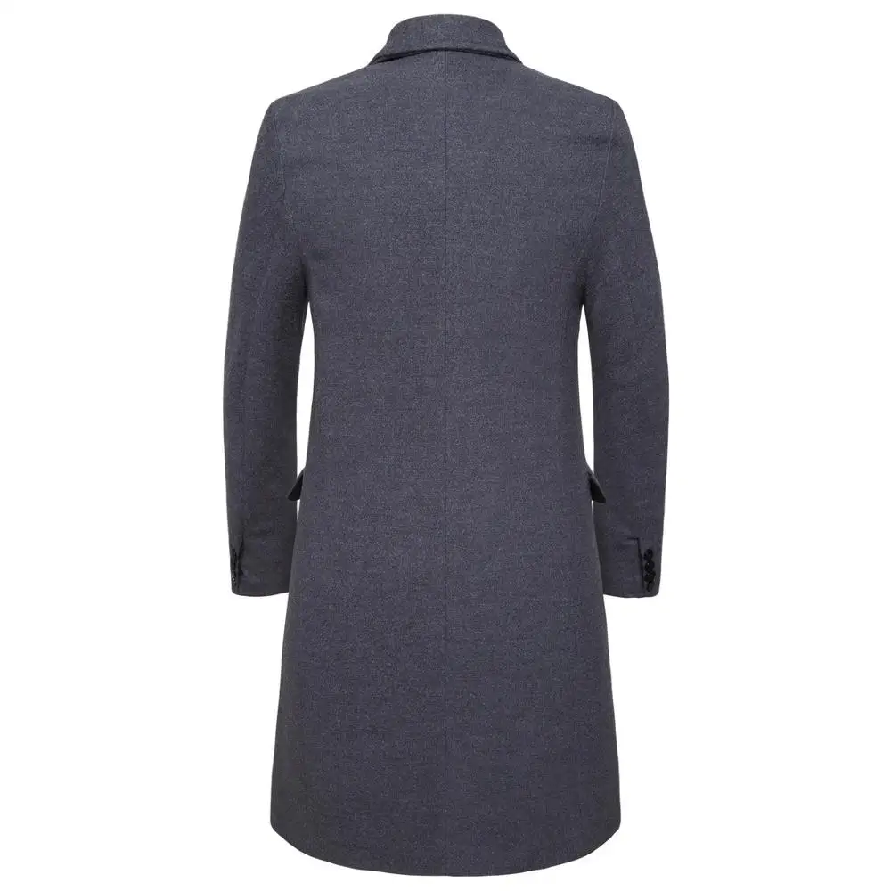 Зимнее шерстяное пальто мужское двубортное черное толстое теплое Полушерстяное