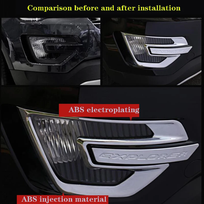 

2016-2017 for ford explorer front fog lamp hood sequined decorative strip special accessories light frame decorative accessories