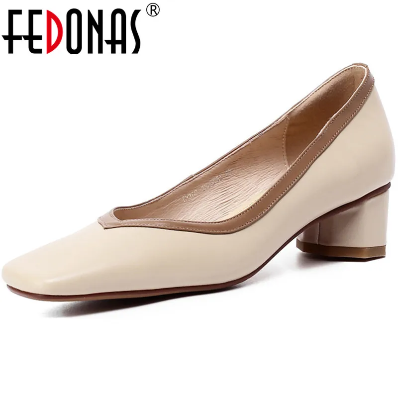 

FEDONAS Одежда высшего качества женская обувь смешанных Цвета туфли из натуральной кожи с шерстяным подкладом на толстом каблуке женские туфл...