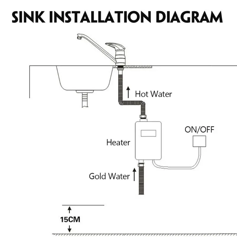 

3800W Water Heater Mini Tankless Instant Hot Faucet kitchen Heating Thermostat US Plug Intelligent Energy Saving Waterproof