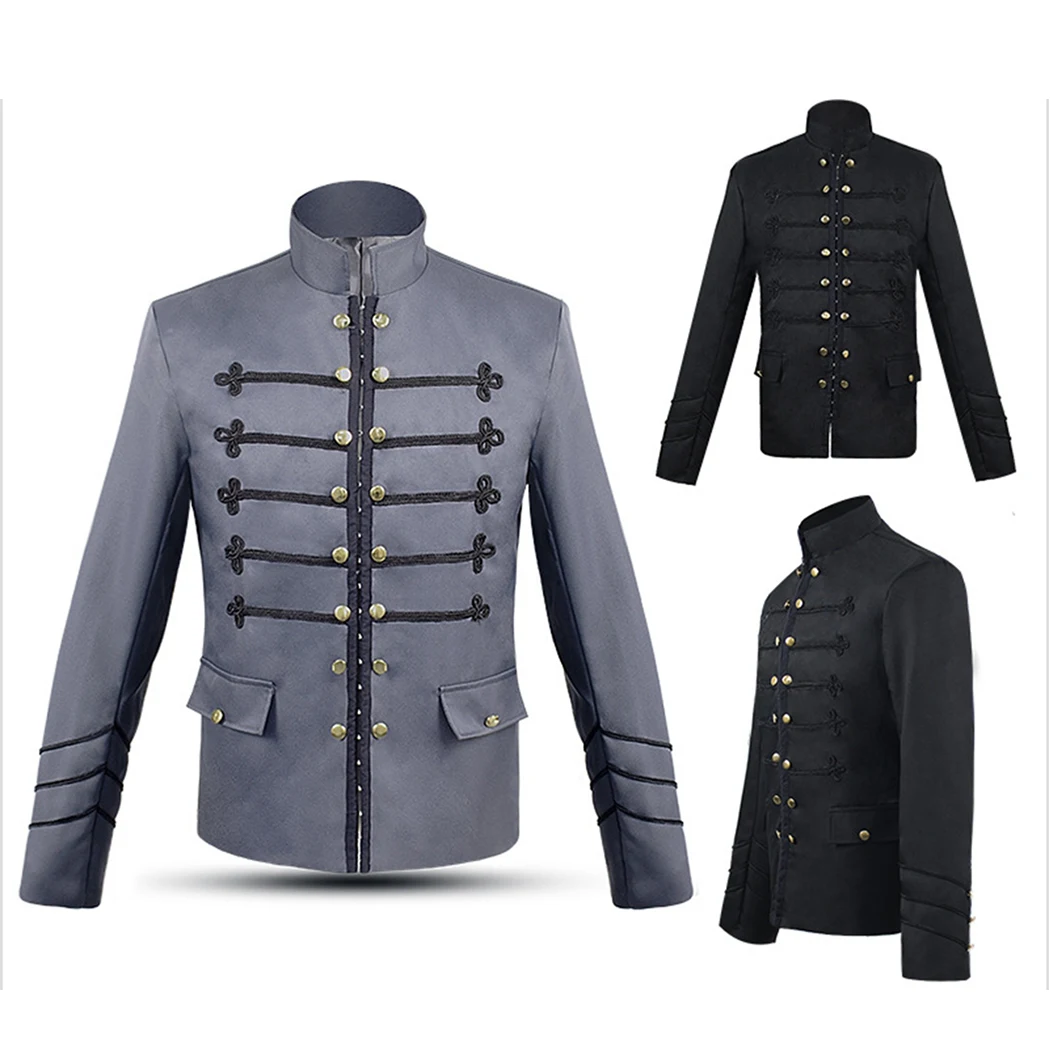 2019 готическое винтажное пальто Мужская Осенняя однотонная куртка мужская с