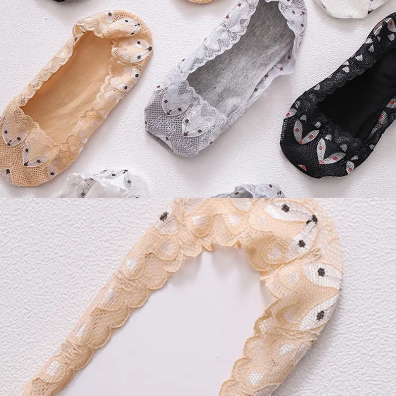 Summer Lace Woman Socks Breathable Mesh Popsocket Girls Solid Color Boat Invisible Female Non-slip Calcetines Cortos | Женская одежда