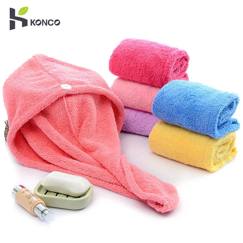 Быстросохнущая шапочка для волос девочек полотенец ванной однотонная из