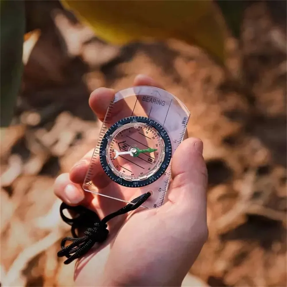 

1pc Professional Mini Multifunction Ruler Compass Outdoor Map Scale Camping Hiking Survival Compass Survival Guiding Tool