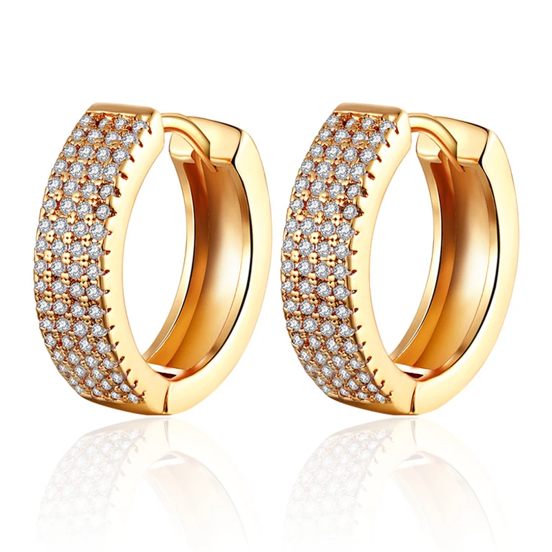 

Exquisite Multilayer Cubic Zirconia Hoop Earrings for Women Rose Gold Round Circle CZ Earrings Wedding Party Fine Jewelry
