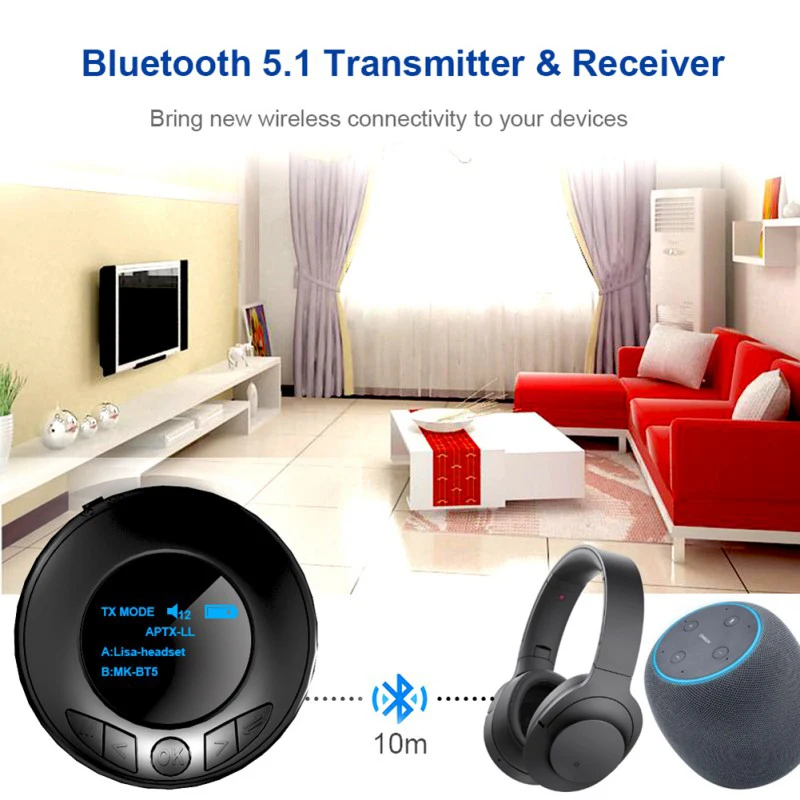 

OLED Wireless Audio Bluetooth 5.0 CSR Supports APTX, APTX LL Receiver transmitter new HOT