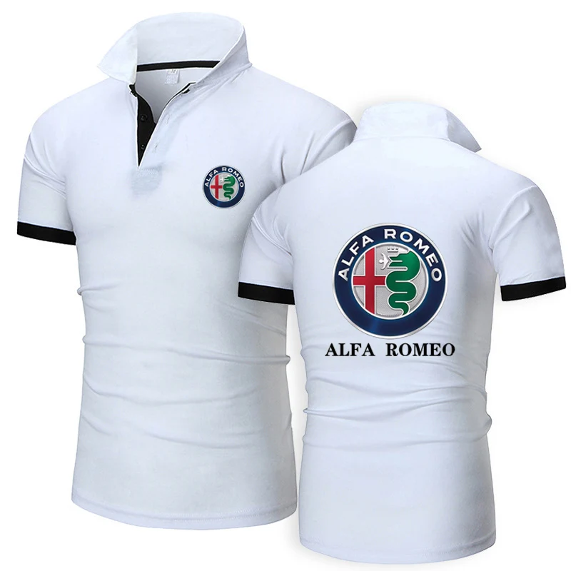 Рубашка-поло мужская с принтом Alfa Romeo удобная дышащая хлопковая футболка