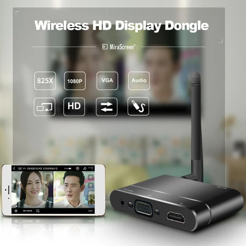 Автомобильный ключ Mira screen X6W беспроводной HDMI VGA RCA AV TV Stick Wi-Fi дисплей автомобильный