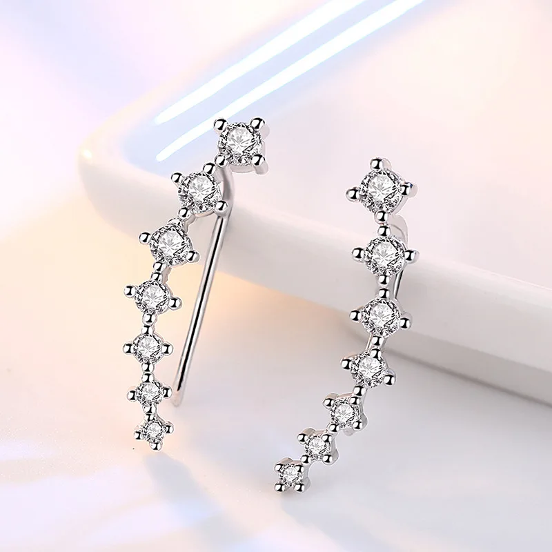 ModaOne 925 пробы серебряные четыре когти семь звезд циркониевый зажим серьги для