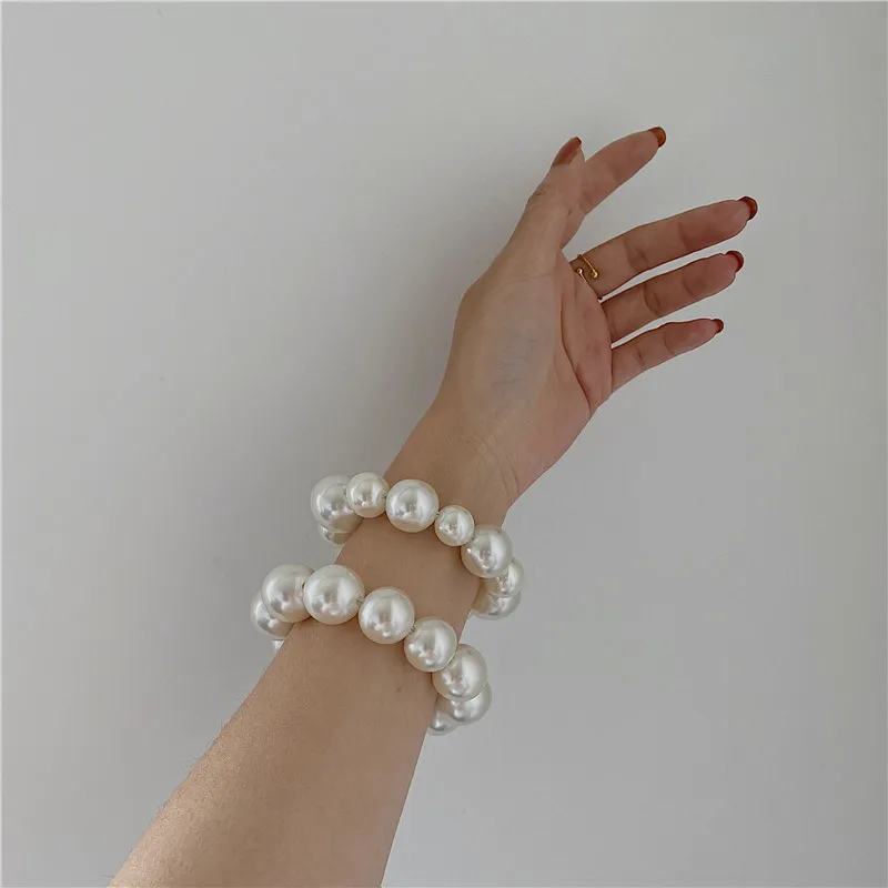 

Ruoshui Woman Big Pearl Hair Ties Fashion Korean Style Hairband Scrunchies Girls Ponytail Holders Rubber Band Hair Accessories