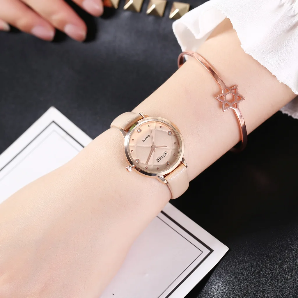 Лидер продаж модные женские часы кожаные простые для девушек Reloj Mujer|Женские