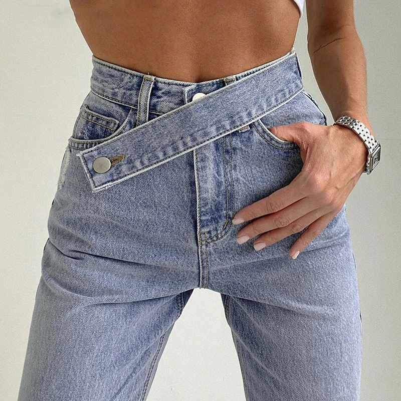 

Streetwear Korean Style Jeans for Women Fashion High Waisted wide leg womens Denim Jeans Harajuku Cargo Pants jeans woman