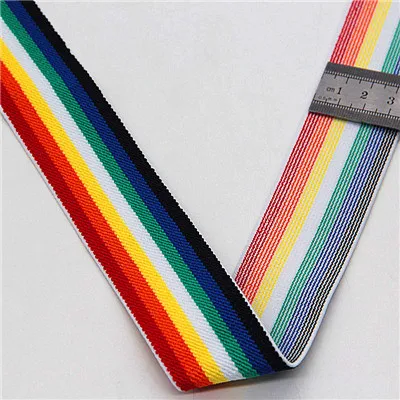 4cm Rainbow 40 мм нейлоновая красочная резиновая резинка полосатые плечевые нижние ремни для тесьма для одежды Швейные DIY аксессуары для одежды 1 м - Цвет: 4cm Rainbow