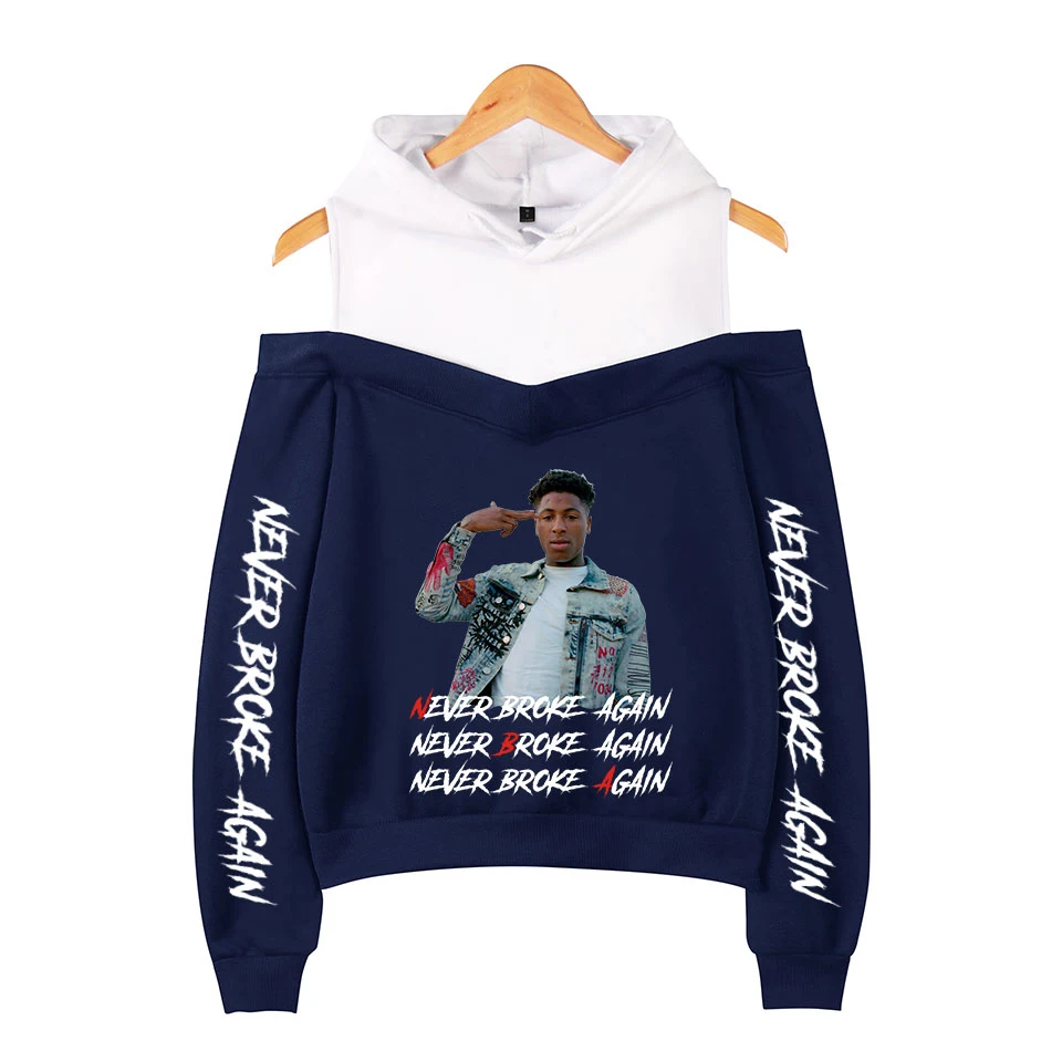 

YoungBoy Never Broke Again Off-the-shoulder hoody women New Arrival Fashion Print hoody Strapless shoulder girl Sexy Casual coat