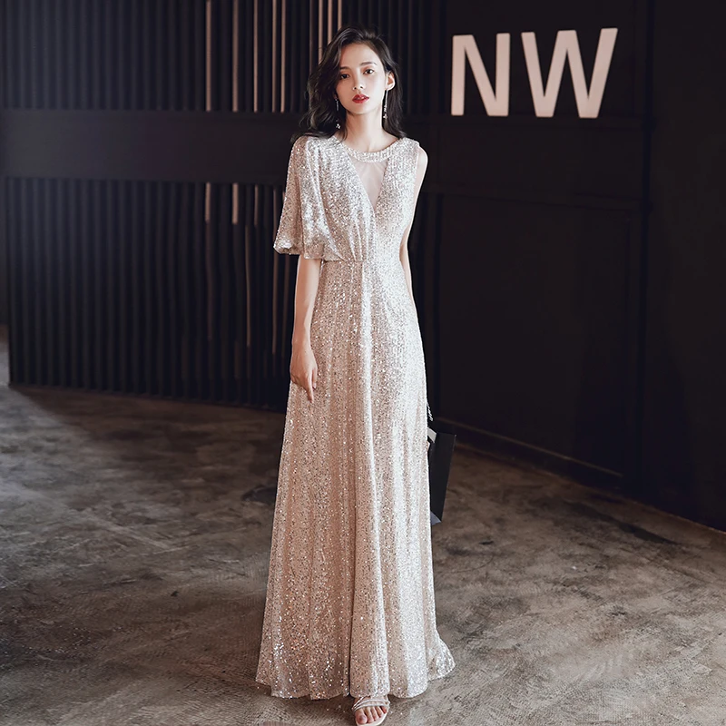 Женское вечернее платье с блестками AE532 длинное ТРАПЕЦИЕВИДНОЕ официальное на