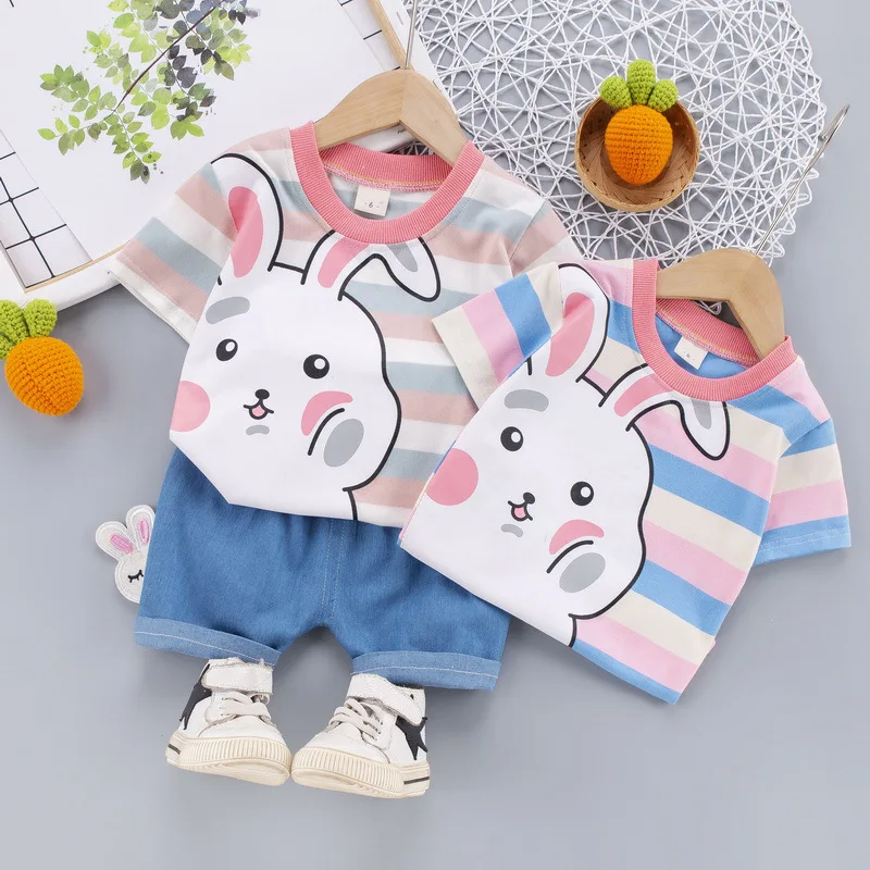 

0-5 Years Summer Boy Clothing Set 2021 New Casual Fashion Active Striped T-shirt+ Pant Kid Children Baby Toddler Boy Clothing