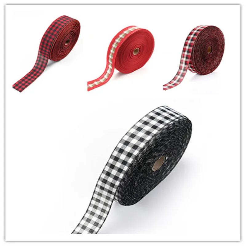 

3.8/5/6.3cm Imitation Linen Lattice Christmas Decoration Ribbon DIY Christmas Bow Gift Wrapping Ribbon Xmas Christmas Ornaments