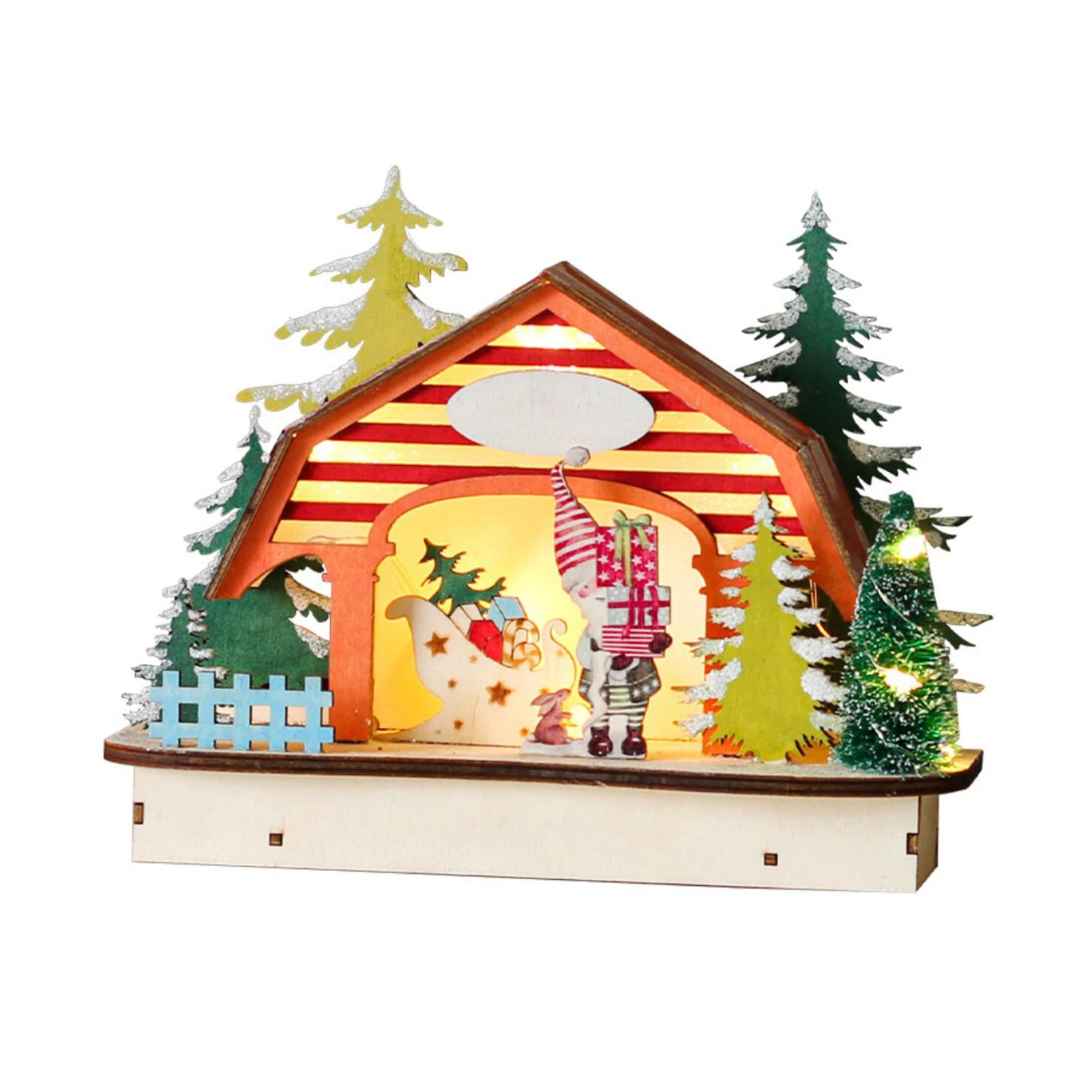 

Christmas Decorations Wooden LED Lighted House Table Centerpieces Ornament Holidays Xmas Party Home Decor Navidad Crafts Classic