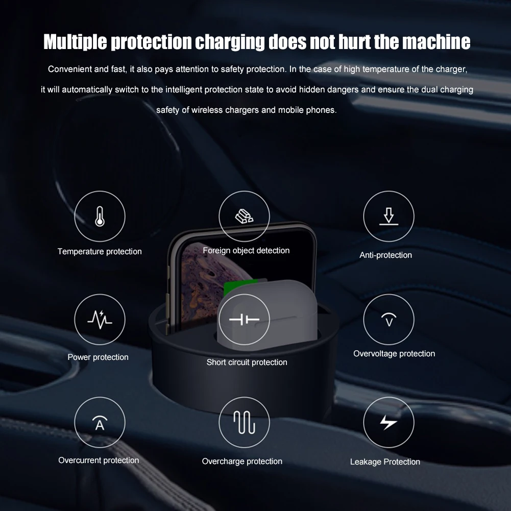 Автомобильное беспроводное зарядное устройство X9A с USB выходом 10 Вт быстрая