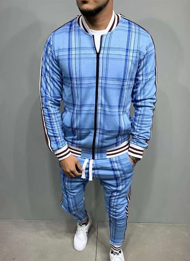 

2021 Hot Men's Casual Stripe Plaid Suit European And American Fashion Suit Men's Suit British Style Retro