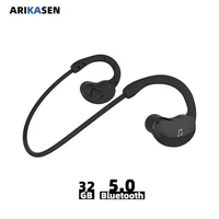 arikasen 32gb waterproof wireless earphones sport mp3 bluetooth 5 0 hifi sound headset with memory game headsets with microphone