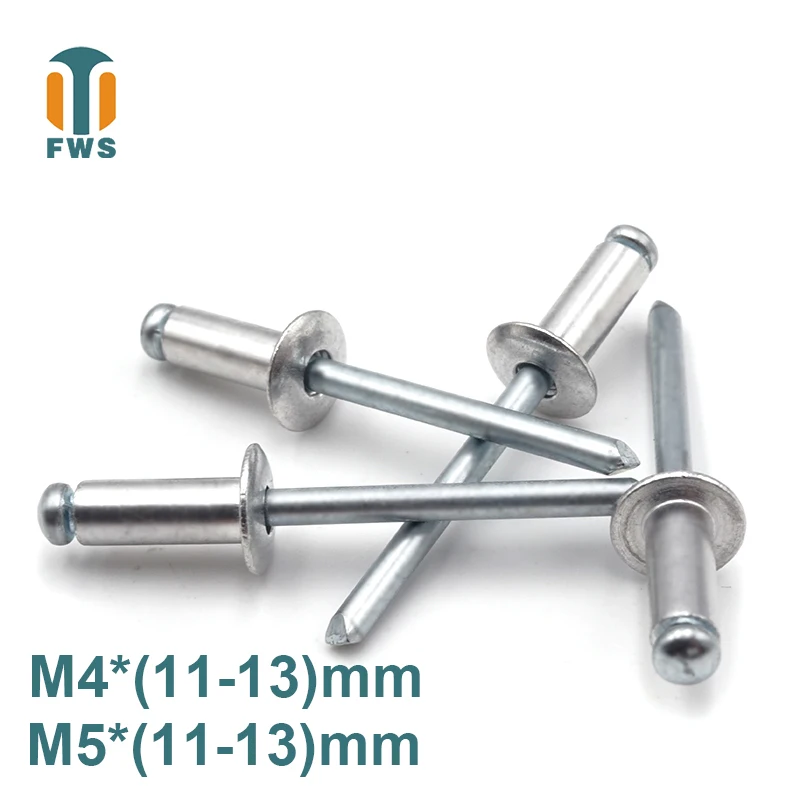 

10 PCS M4/M5 11-13mm DIN EN ISO 15977 GB /T 12618.1 Aluminum Open End Blind Rivets Pop Rivets With Protruding Head