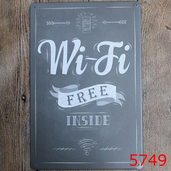 

Metal Tin Sign Wifi Free Inside Bar Pub Vintage Retro Poster Cafe ART