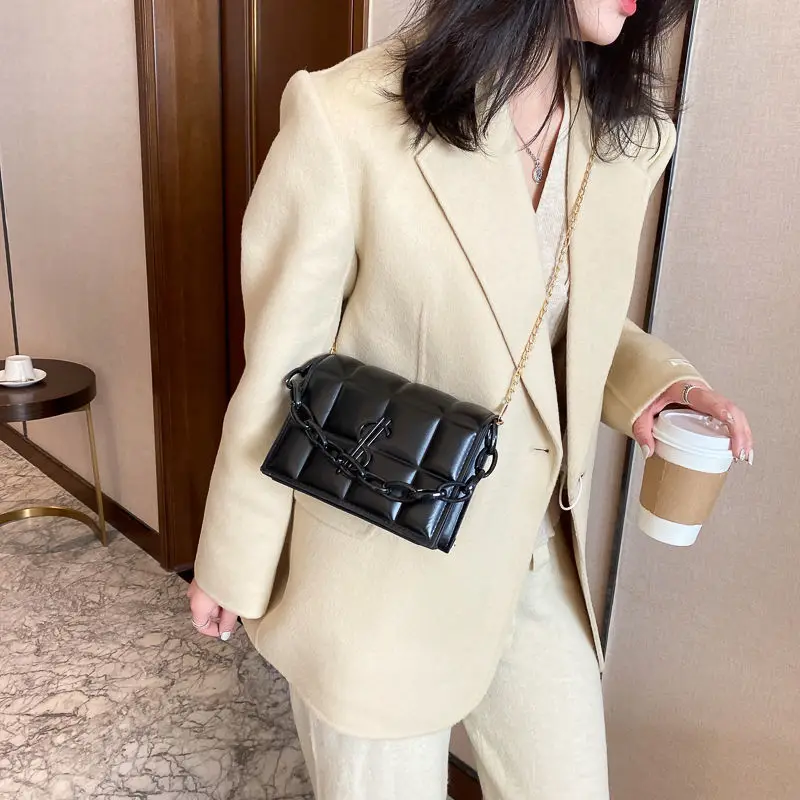 

Lattice Bag For Women Luxury Women's Shoulder Bags 2021 New Brand Designer Thick chain Handbags Crossbody Bags