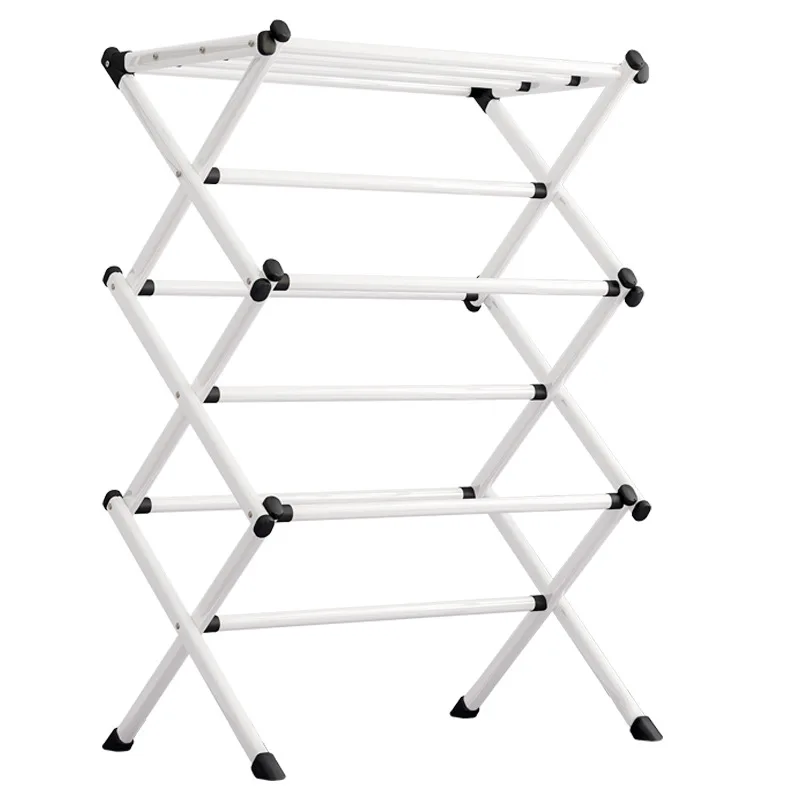 

Foldable Metal Coat Rack Portable Living Room Drying Rack White Towel Shelf Clothing Rack Floor Easy Assembled Clothes MJ1105