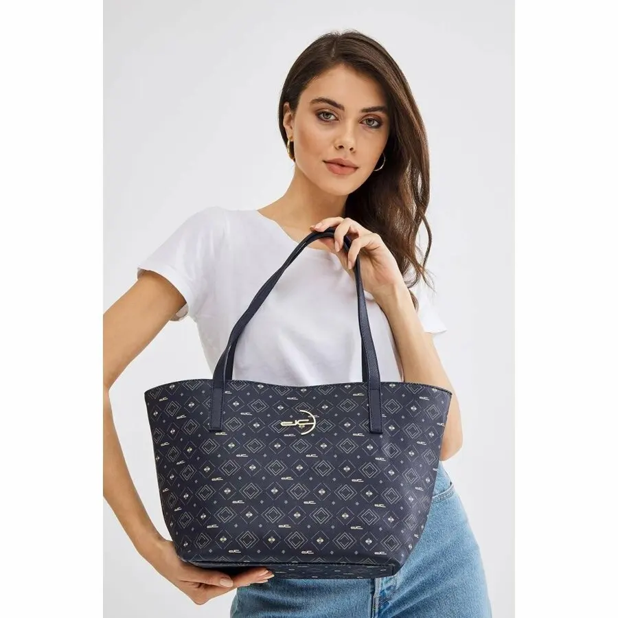 

Bags for Women 2021 Fashion LEATHER COMPANY Women's basic shoulder bag monogram patterned logo dark blue white (4008l) 214014